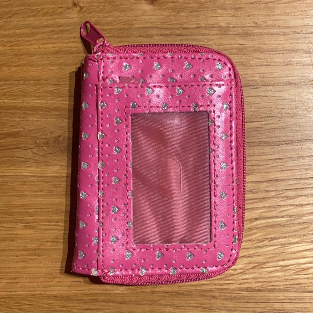 Hot Pink Wallet With Silver Glitter Details